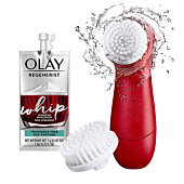 Olay Regenerist Face Cleansing Device, 2 Brush Heads, + Whip Face Moisturizer Travel/Trial Size Gift Set