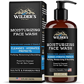 Men's Face Wash - Moisturizing Facial Daily Cleanser - Made in USA SkinCare - Hyaluronic Acid, Lavender, Vitamin E - Exfoliating Facewash for All Skin Types - Sensitive, Dry & Oily - 8 oz by WILDER'S