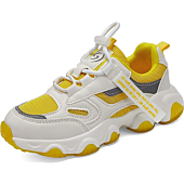Casbeam Boys Girls Sneakers Kids Lightweight Athletic Running Shoes for Toddler/Little/Big Kids 057 Yellow 31