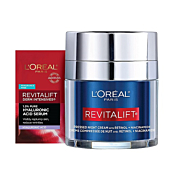 L'Oreal Paris Revitalift Pressed Night Cream with Retinol, Niacinamide, Visibly Reduce Wrinkles, Hydrate for Face, Under Eye, Neck, Chest, Dermatologist tested + Hyaluronic Acid Serum Sample