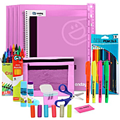 Back to School Supplies for Kids, Purple School Supply Box Grades K-5, Premium Quality Kids School Supplies Kit, kindergarten School Supplies for Girls and Boys, 71 Piece Set - By Enday