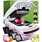 Vegetable Chopper - Spiralizer Vegetable Slicer - Onion Chopper with Container - Pro Food Chopper - Black Slicer Dicer Cutter - 4 Blades -Fullstar 
