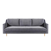 TOV Furniture The Milan Collection Modern Velvet Upholstered Living Room Sofa, Gray
