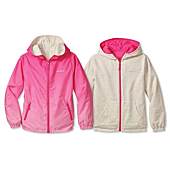 Eddie Bauer Kids Reversible Jacket - Hooded Windbreaker, Size Large, Pink