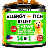 Dog Allergy Relief Chews - Dog Itch Relief - Omega 3 Fish Oil + Probiotics - Itchy Skin Relief - Seasonal Allergies - Anti Itch Support & Hot Spots - Immune Supplement for Dogs