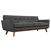 Modway Engage Mid-Century Modern Upholstered Fabric Sofa in Beige