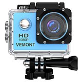 VEMONT Action Camera 1080P 12MP Sports Camera Full HD 2.0 Inch Action Cam 30m/98ft Underwater Waterproof Camera with Mounting Accessories Kit