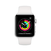 Apple Watch Series 3 [GPS 42mm] Smart Watch w/ Silver Aluminum Case & White Sport Band. Fitness & Activity Tracker, Heart Rate Monitor, Retina Display, Water Resistant