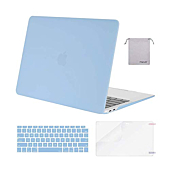MOSISO Compatible with MacBook Air 13 inch Case 2022, 2021-2018 Release A2337 M1 A2179 A1932 Retina Display Touch ID, Plastic Hard Shell&Keyboard Cover&Screen Protector&Storage Bag, Airy Blue