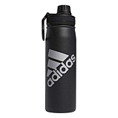 adidas 600 ML (20 oz) Water Bottle, Hot/Cold Double-Walled Insulated 18/8 Stainless Steel, Black/Silver Metallic, One Size