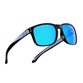 Bnus italy made unisex polarized sunglasses for men womens shades corning green mirrored glass lens (B7026 Black Shiny / Green Flash Polarized, B7026/Non-varnish Nylon Frame)