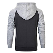 DUOFIER Hoodies for Men Pullover Hooded Sweatshirt Color Block Casual Hoodie with Kange Pocket, Dark Gray-L