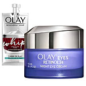 Olay Regenerist Retinol Eye Cream, Retinol 24 Night Eye Cream, 0.5oz + Whip Face Moisturizer Travel/Trial Size Bundle