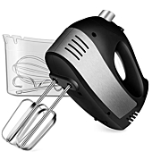 Hand Mixer Electric, Cusinaid 5-Speed Hand Mixer with Turbo Handheld Kitchen Mixer Includes Beaters, Dough Hooks and Storage Case (Black) (Renewed)