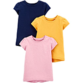 Simple Joys by Carter's Baby Girls' Solid Short-Sleeve Tee Shirts, Pack of 3, Navy/Pink/Gold, 18 Months