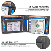 TRAVANDO Mens Slim Wallet with Money Clip AUSTIN RFID Blocking Bifold Credit Card Holder for Men with Gift Box (Grey)