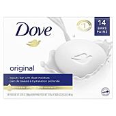 Dove Beauty Bar Gentle Skin Cleanser Moisturizing for Gentle Soft Skin Care Original Made With 1/4 Moisturizing Cream 3.75 oz, 14 Bars