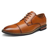 Jousen Men's Dress Shoes Fashion Cap Toe Mens Oxfords Formal Business Shoes Modern Derby Oxford (AMY645 Polished Brown 10)