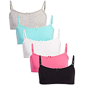Rene Rofe Girls' Joelle Training Bra – 5 Pack Stretch Cotton Cami Bralette (7-14), Size 7/8, Pop Pink Solids