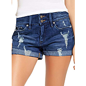LookbookStore Women's High Waisted Jean Shorts Casual Cuff Hem Ripped Denim Short