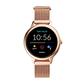 Fossil 42mm Gen 5E Stainless Steel Mesh Touchscreen Smart Watch with Heart Rate, Color: Rose Gold (Model: FTW6068)