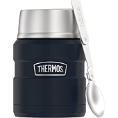 THERMOS Stainless King Vacuum-Insulated Food Jar with Spoon, 16 Ounce, Midnight Blue