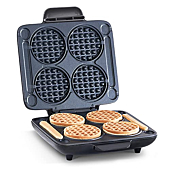 DASH Multi Mini Waffle Maker: Four Mini Waffles, Perfect for Families and Individuals, 4 Inch Dual Non-stick Surfaces with Quick Release & Easy Clean - Graphite