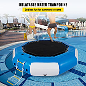 Happybuy 13ft Inflatable Water Bouncer, Water Trampoline Splash Padded Inflatable Bouncer Bounce Swim Platform for Water Sports