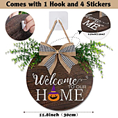 OurWarm Seasonal Welcome Door Sign Front Door Porch Decor, Interchangeable Rustic Wood Hanging Porch Decorations for Summer Fall Christmas Holiday Farmhouse Outdoor Decor Housewarming Gifts, 12'' Round