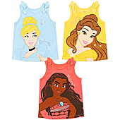 Disney Princess Cinderella Belle Moana Toddler Girls 3 Pack Graphic Tank Top 4T