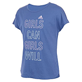 adidas Girls' Short Sleeve Side Slit Tee T-Shirt (Medium, Crew Blue)