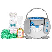 Let's Make Memories Personalized Furry Critter Easter Basket for Kids - Blue Bunny