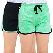 GORLYA 2 Pack Girl's Active Wear Play up Workout Gym Athletic Sport Running Casual Dolphin Shorts (GOR1044,7-8Y,Green ZR)