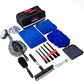 HLWDFLZ 27pcs Car Wash Cleaning Tools Kit Car Detailing Set - Blue Car Wash Kit Interior and Exterior with Car Detail Brushes, Tire Brush, Wash Mitt, Towels
