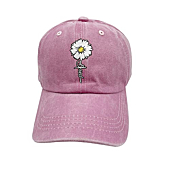 Waldeal Girls' Adjustable Daisy Blessed Hats Kids Faith Vintage Washed Baseball Caps Pink