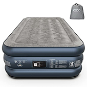 iDOO Air Mattress, Inflatable Airbed with Built-in Pump, 3 Mins Quick Self-Inflation/Deflation, Comfortable Top Surface Blow Up Bed for Home Portable Camping Travel, 75x39x18in, 550 lb MAX (Twin)
