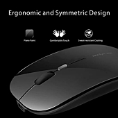 Picktech Q5 Slim Rechargeable Wireless Mouse, 2.4G Portable Optical Silent Ultra Thin Wireless Computer Mouse with USB Receiver and Type C Adapter, Compatible with PC, Laptop, Notebook, Desktop