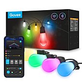 Govee Outdoor String Lights, 96ft RGBIC Outdoor Lights with 30 Dimmable IP65 Waterproof Warm White LED Bulbs, 2 Ropes of 48ft Smart Outdoor String Lights Work with Alexa for Dating, Party, Wedding