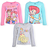 Disney Girl's 3-Pack Toy Story Long Sleeve Graphic Tee Shirt Light Blue