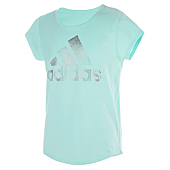 adidas girls Short Sleeve Cotton Scoop Neck Tee T-shirt T Shirt, Clear Mint, Large Plus