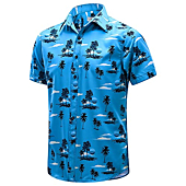 EVNMENST Hawaiian Shirt for Men Short Sleeve Beach Printed Summer Button Down Aloha Shirt (Sea Blue,S)