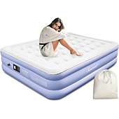 SWANAIR Queen Air Mattress Auto Fast Inflate and Deflate with Built-in Pump 18" Raised Air Bed Auto Stop After Full Inflation Waterproof Inflatable Bed Blow up Mattress 80"x60"x18" for Home & Camping