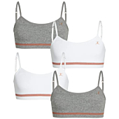 Danskin Girl's Training Bra - Seamless Crop Sports Bra with Removable Pads (4 Pack), Size 32, Light Heather Grey/White