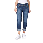 WallFlower womens Juniors Instastretch Mid-rise Curvy Skinny Stretch Denim Crop (Standard and Plus) Jeans, Heidi, 5 US