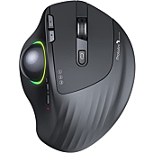 ProtoArc Wireless Bluetooth Trackball Mouse, EM01 2.4G RGB Ergonomic Rechargeable Rollerball Mice with 3 Adjustable DPI, 3 Device Connection&Thumb Control, Compatible for PC, iPad, Mac, Windows-Black