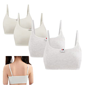 MANJIAMEI Girls Padded Training Bras Cotton Crop Bralettes with Adjustable Straps for 10-12 Years