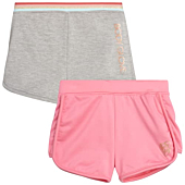 Body Glove Girls? Active Shorts - 2 Pack Cozy Fleece Athletic Gym Dolphin Shorts (Size: 7-12), Size 7, Grey/Pink