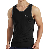 EZRUN Men's Quick Dry Workout Tank Top Swim Beach Shirts for Gym Athletic Running Muscle Sleeveless Shirts(NavyGradient,l)