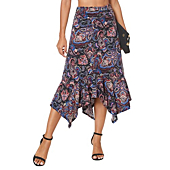 Urban CoCo Women's Flowy Stretchy Skirt Handkerchief Hemline Midi Skirt（#2,L）