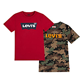 Levi's Boys' 2-Pack Graphic T-Shirt, Red/Camo, S